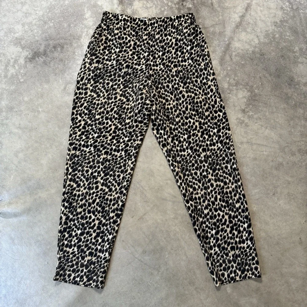 J. Crew Trousers Womens Size 2‎ Animal Print Jamie Pants Elastic Waist Crepe